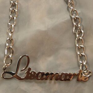 Lisamarie Name Necklace on Thick Gold Plated Link Chain. New